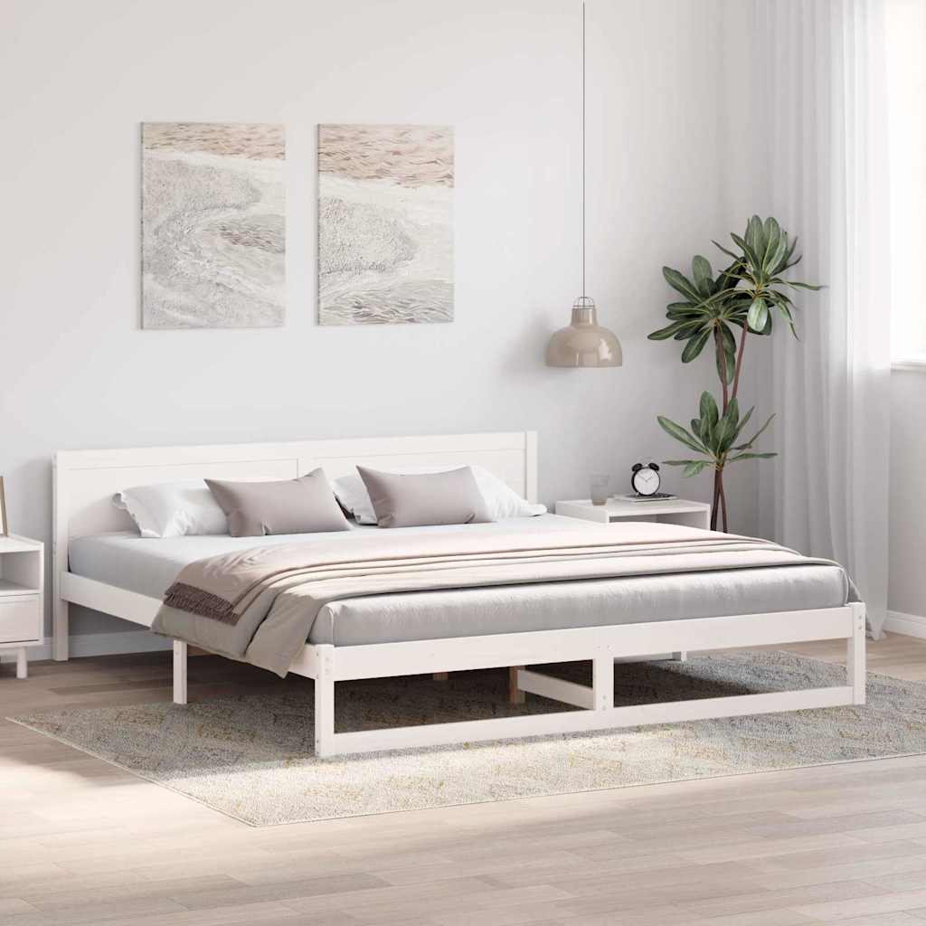vidaXL Σκελετός Κρεβατιού Λευκό 200 x 200 cm Στερεά ξυλεία πεύκου