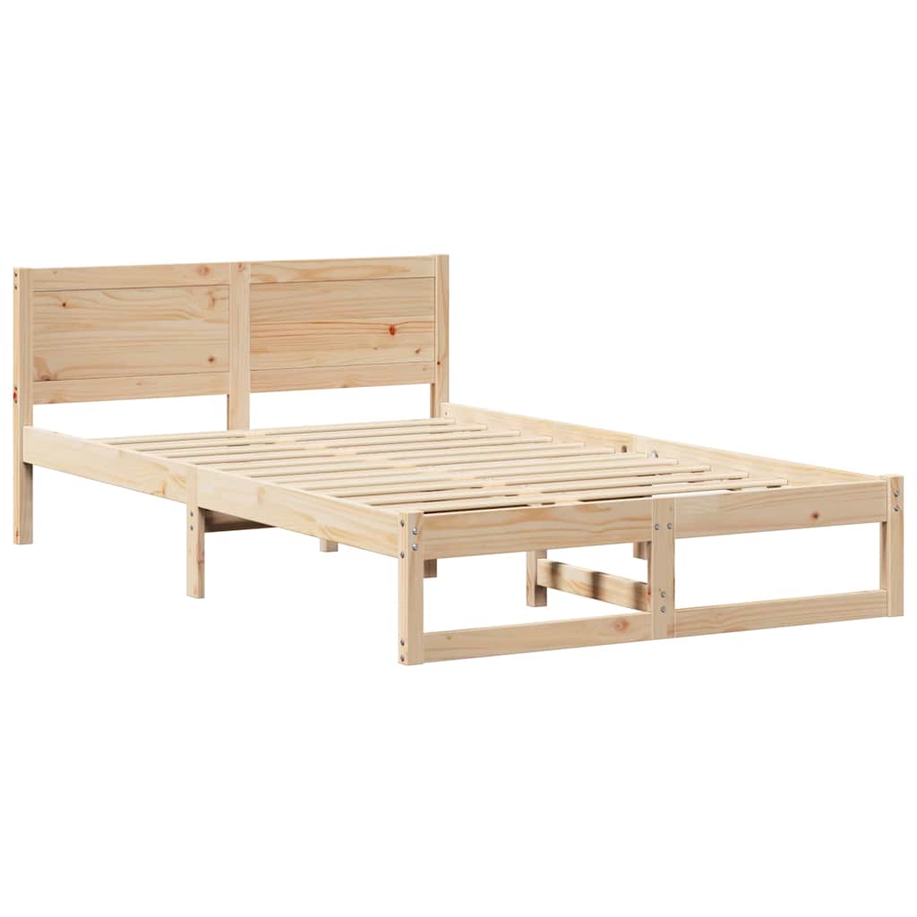 vidaXL Σκελετός Κρεβατιού Φυσικό 135 x 190 cm Στερεά ξυλεία πεύκου