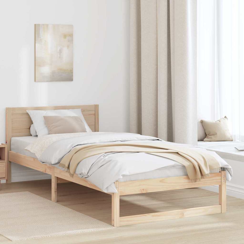 vidaXL Σκελετός Κρεβατιού Φυσικό 90 x 200 cm Στερεά ξυλεία πεύκου