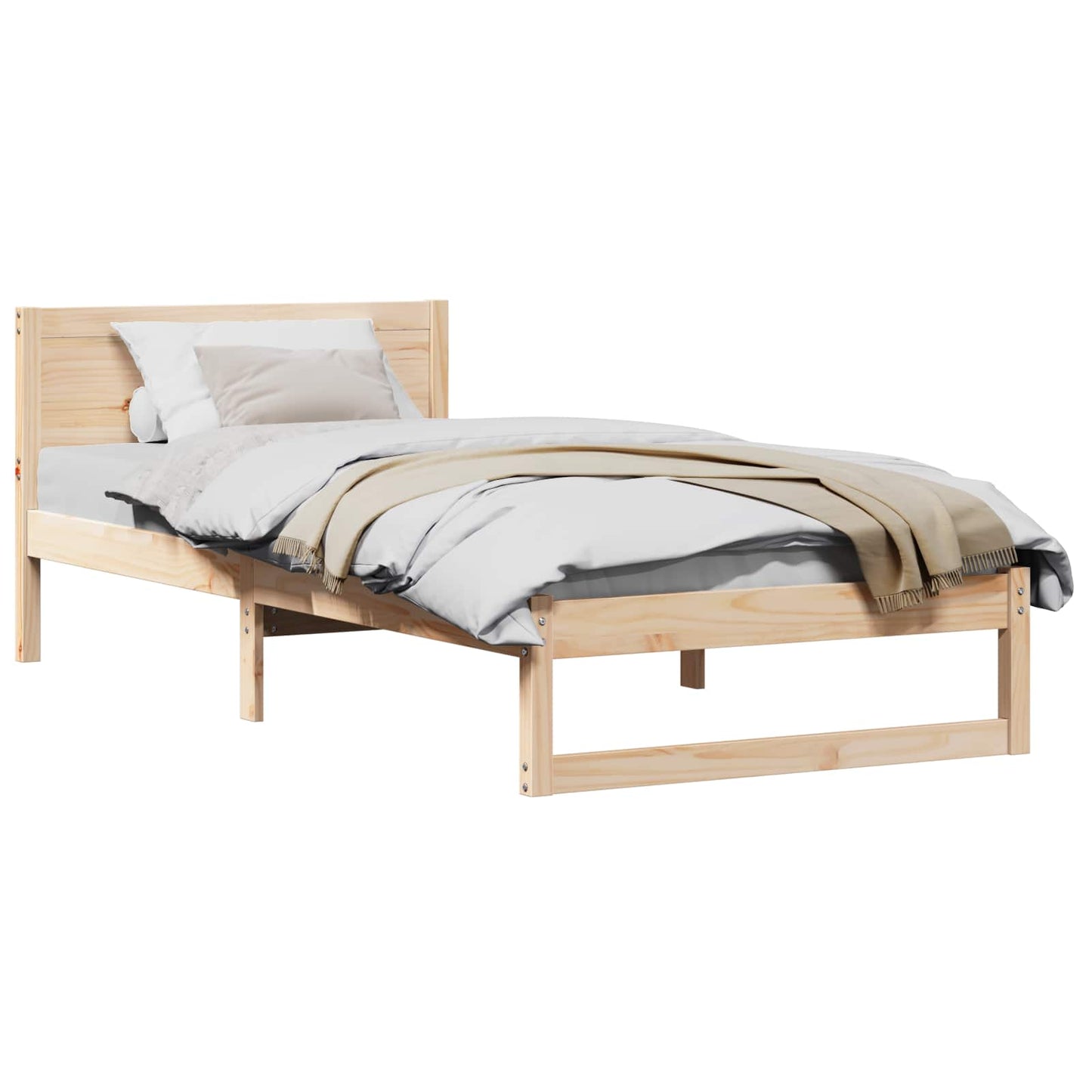 vidaXL Σκελετός Κρεβατιού Φυσικό 90 x 190 cm Στερεά ξυλεία πεύκου