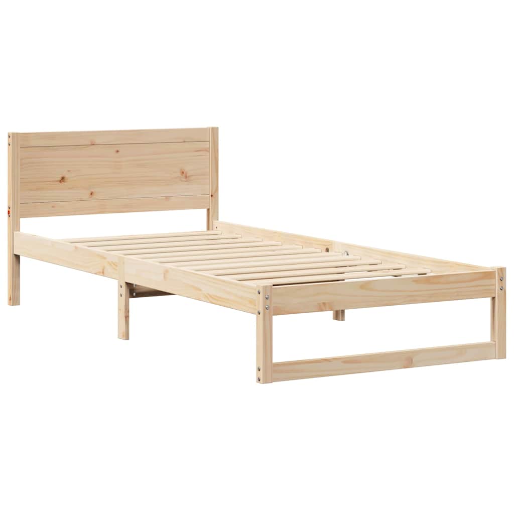 vidaXL Σκελετός Κρεβατιού Φυσικό 90 x 190 cm Στερεά ξυλεία πεύκου