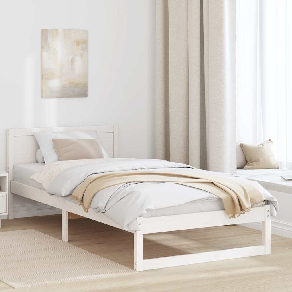 vidaXL Σκελετός Κρεβατιού Λευκό 75 x 190 cm Στερεά ξυλεία πεύκου