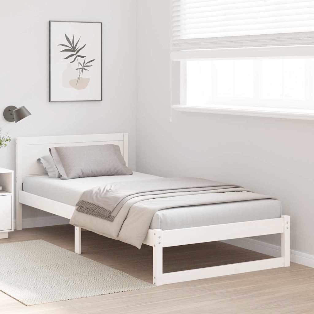 vidaXL Σκελετός Κρεβατιού Λευκό 75 x 190 cm Στερεά ξυλεία πεύκου