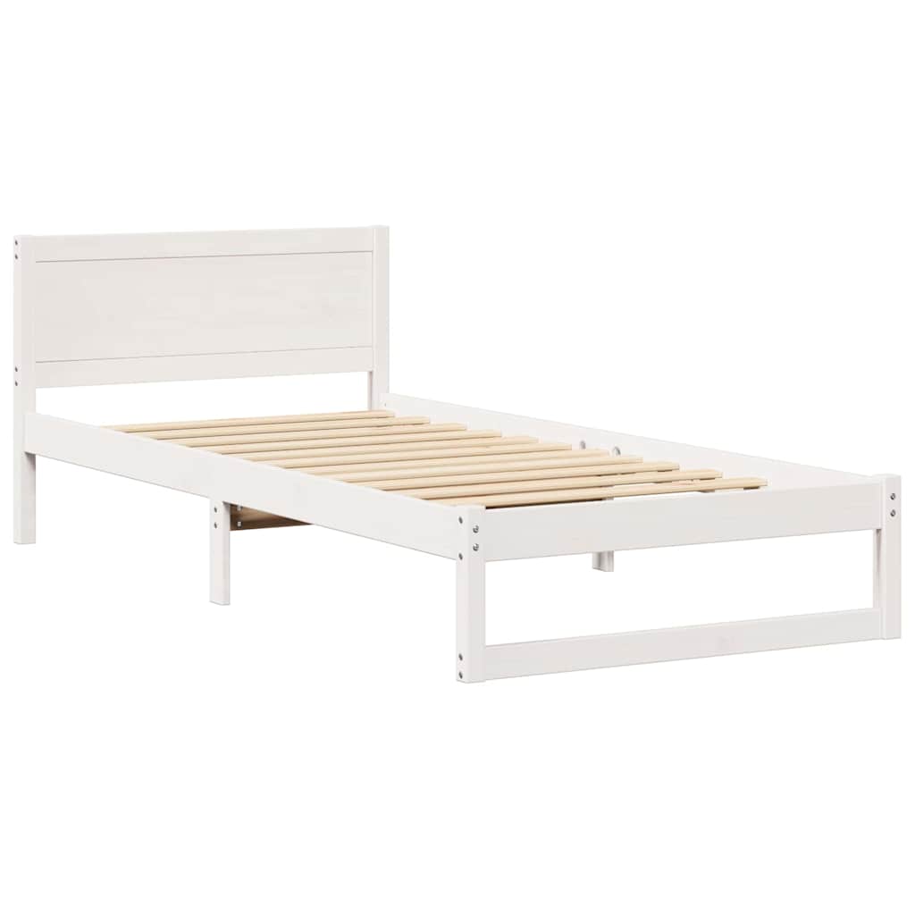 vidaXL Σκελετός Κρεβατιού Λευκό 75 x 190 cm Στερεά ξυλεία πεύκου