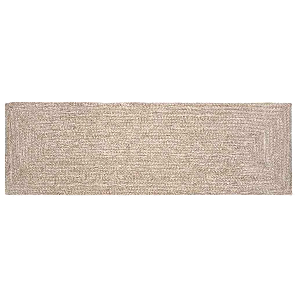 vidaXL Χαλί Περιοχής Φυσικό και Λευκό 80 x 250 cm Γιούτα