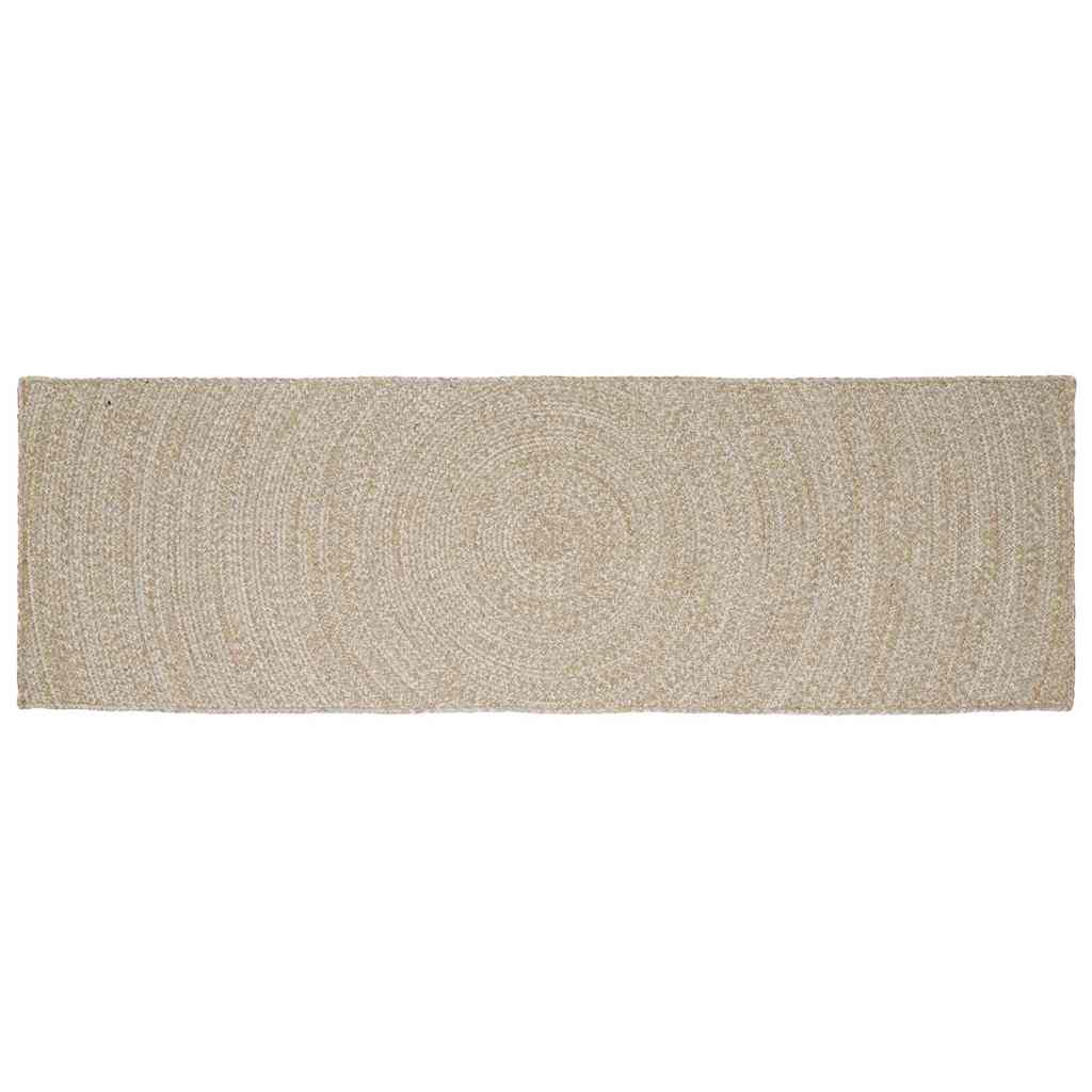 vidaXL Χαλί Περιοχής Φυσικό και Λευκό 80 x 250 cm Γιούτα