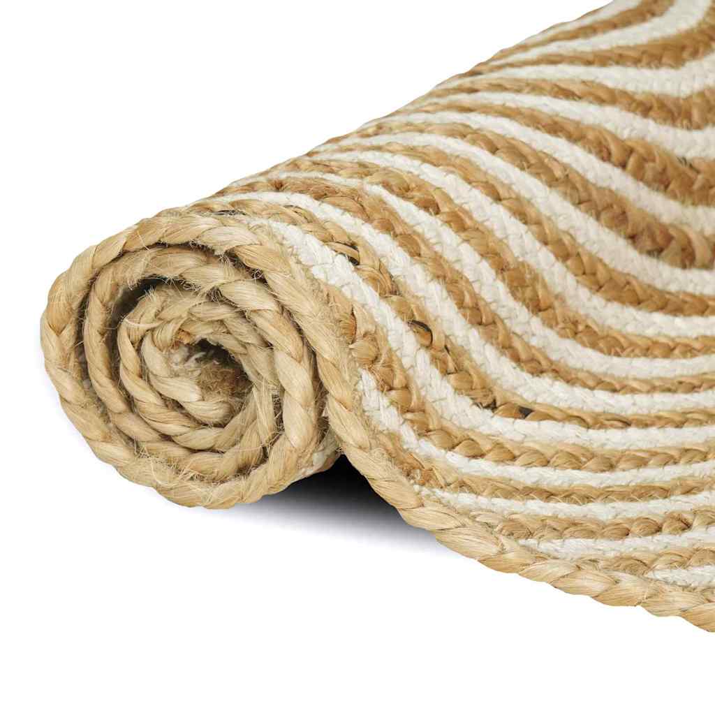 vidaXL Χαλί Περιοχής Φυσικό και Λευκό 80 x 250 cm Γιούτα