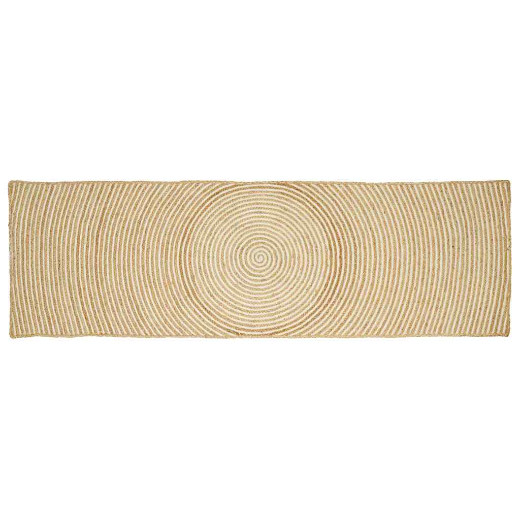 vidaXL Χαλί Περιοχής Φυσικό και Λευκό 80 x 250 cm Γιούτα