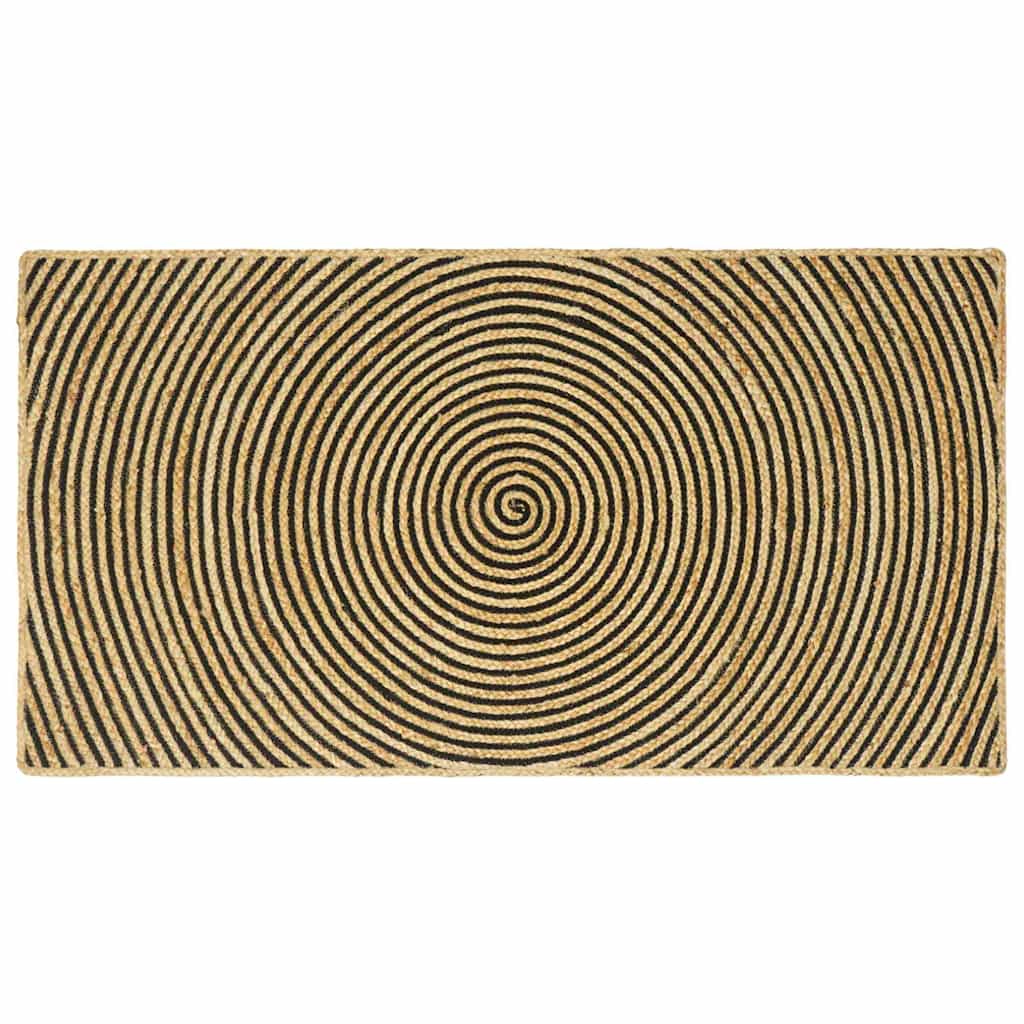 vidaXL Χαλί Περιοχής Φυσικό και Μαύρο 80 x 150 cm Γιούτα