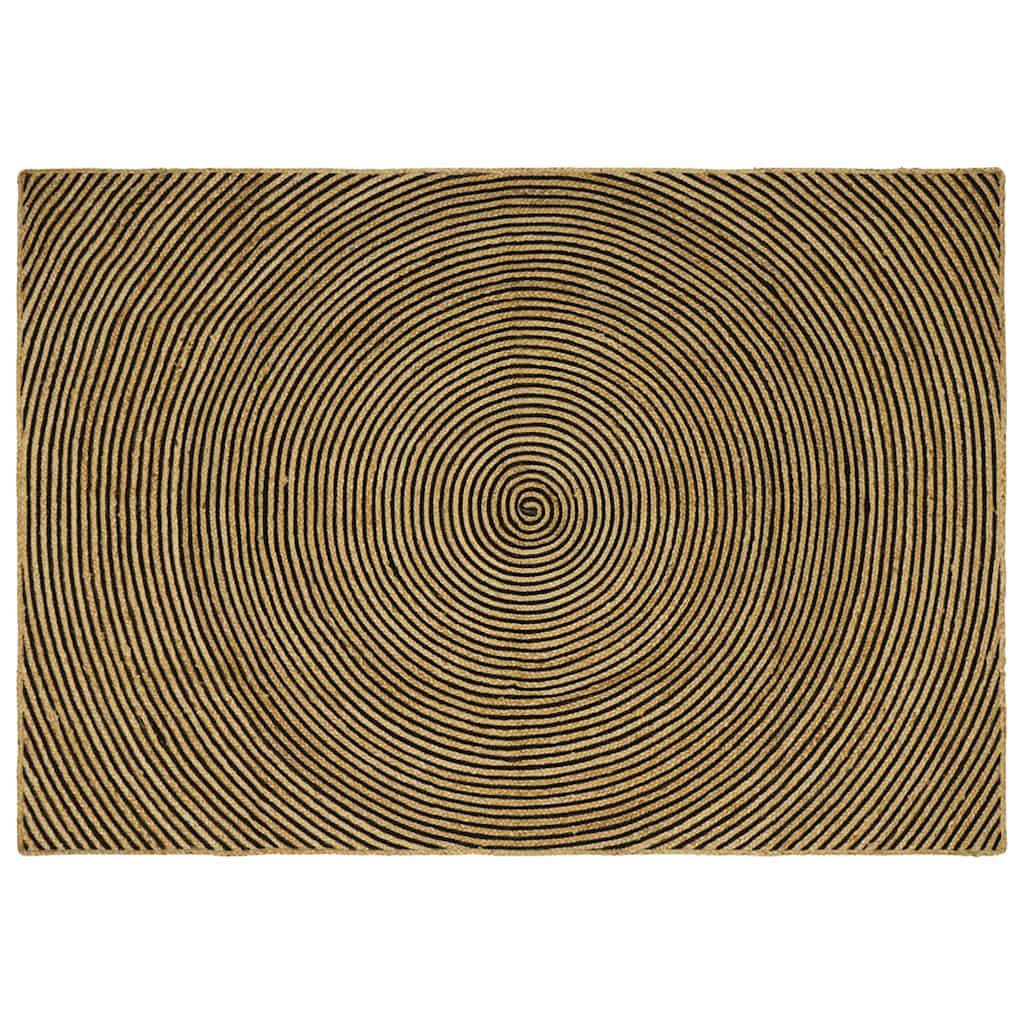 vidaXL Χαλί Περιοχής Φυσικό και Μαύρο 160 x 230 cm Γιούτα