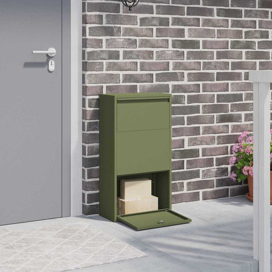 vidaXL Θυρίδα Πακέτων με πόρτα Ελιά Πράσινη 44 x 22 x 82 εκ. Ατσάλι