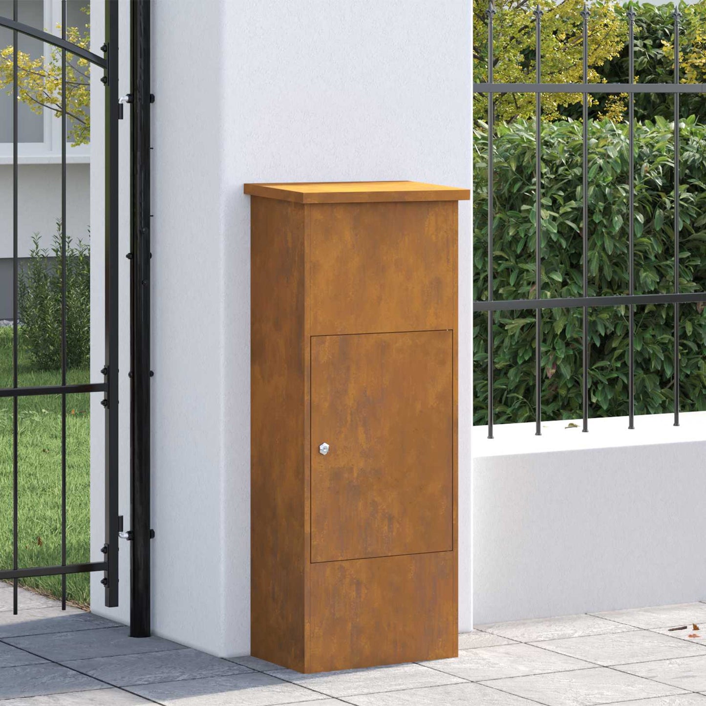 vidaXL Θυρίδα Πακέτων με αποθήκευση Σκ rusty 44,5 x 29 x 110,5 εκ