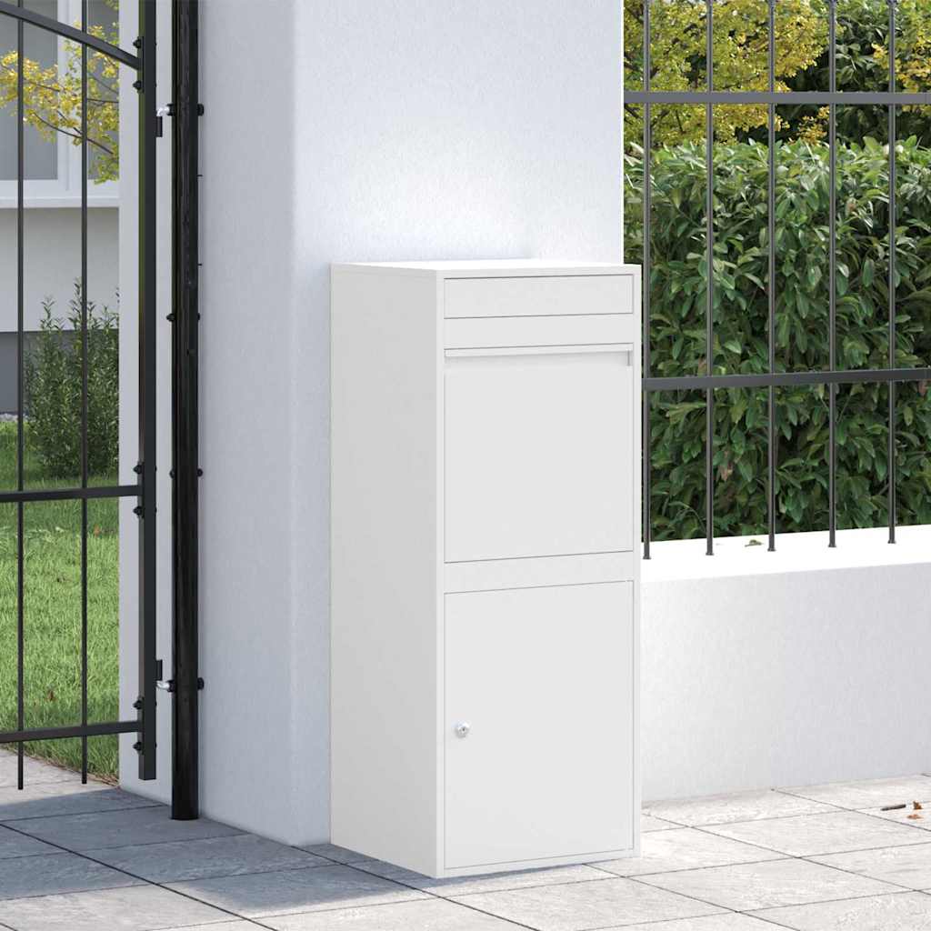vidaXL Θυρίδα Πακέτων με αποθήκευση Λευκό 41 x 38 x 103 εκ Ατσάλι