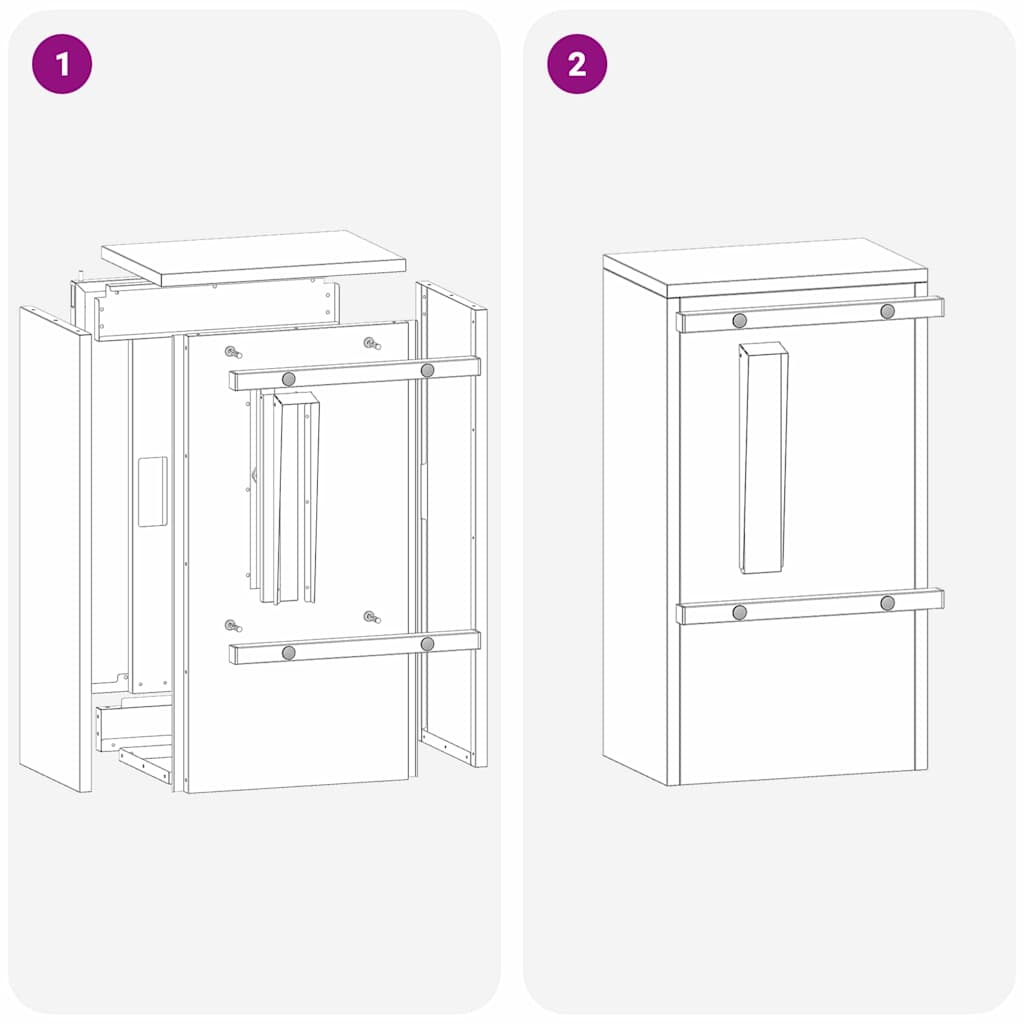 vidaXL γραμματοκιβώτιο με αποθήκευση Μαύρο 30 x 20 x 55 εκ. Ατσάλι