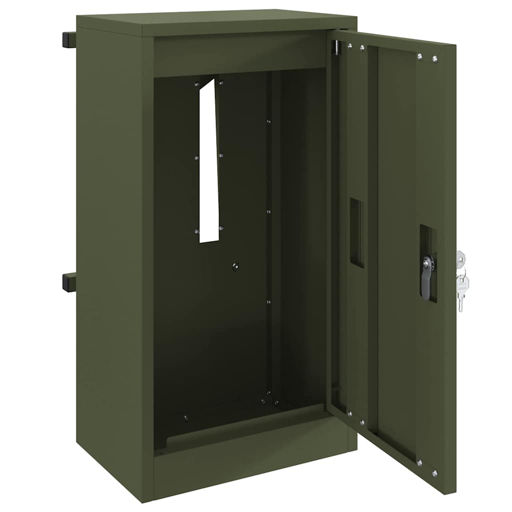 vidaXL γραμματοκιβώτιο με αποθήκευση Λαδί 30 x 20 x 55 εκ. Ατσάλι