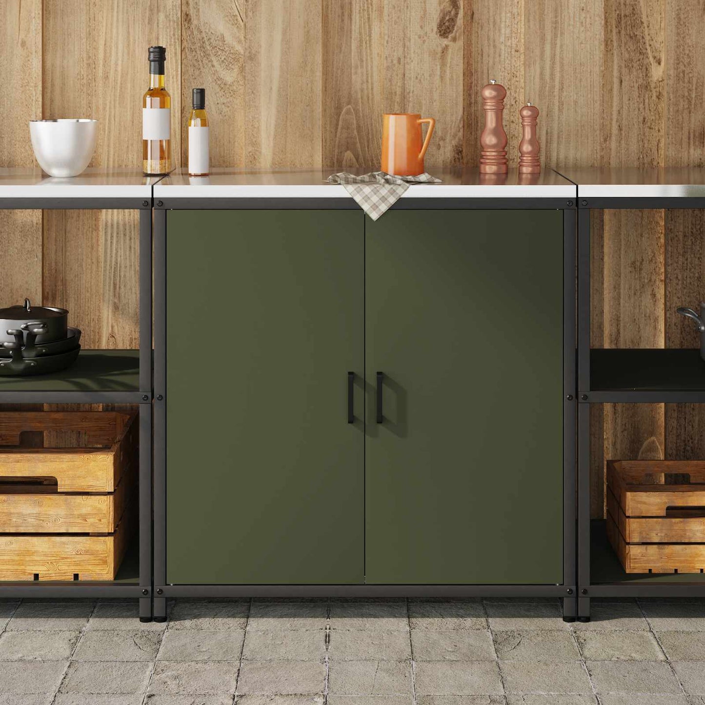 vidaXL Ντουλάπα Αποθήκευσης Κουζίνας HATTEM Λαδί 90 x 50 x 92 εκ