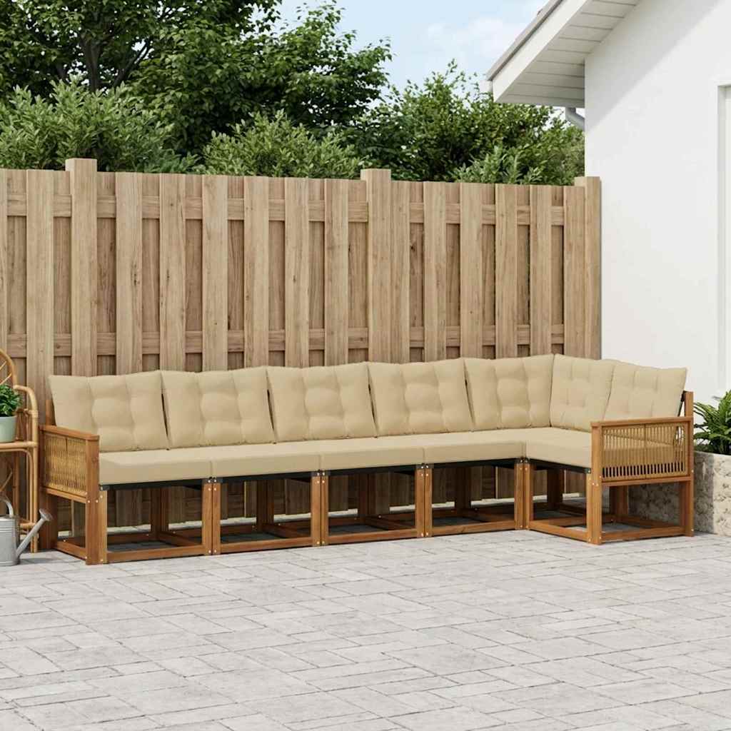 vidaXL Σειρά Καναπέ Εξωτερικού 6 pcs Φυσικό και Μπεζ