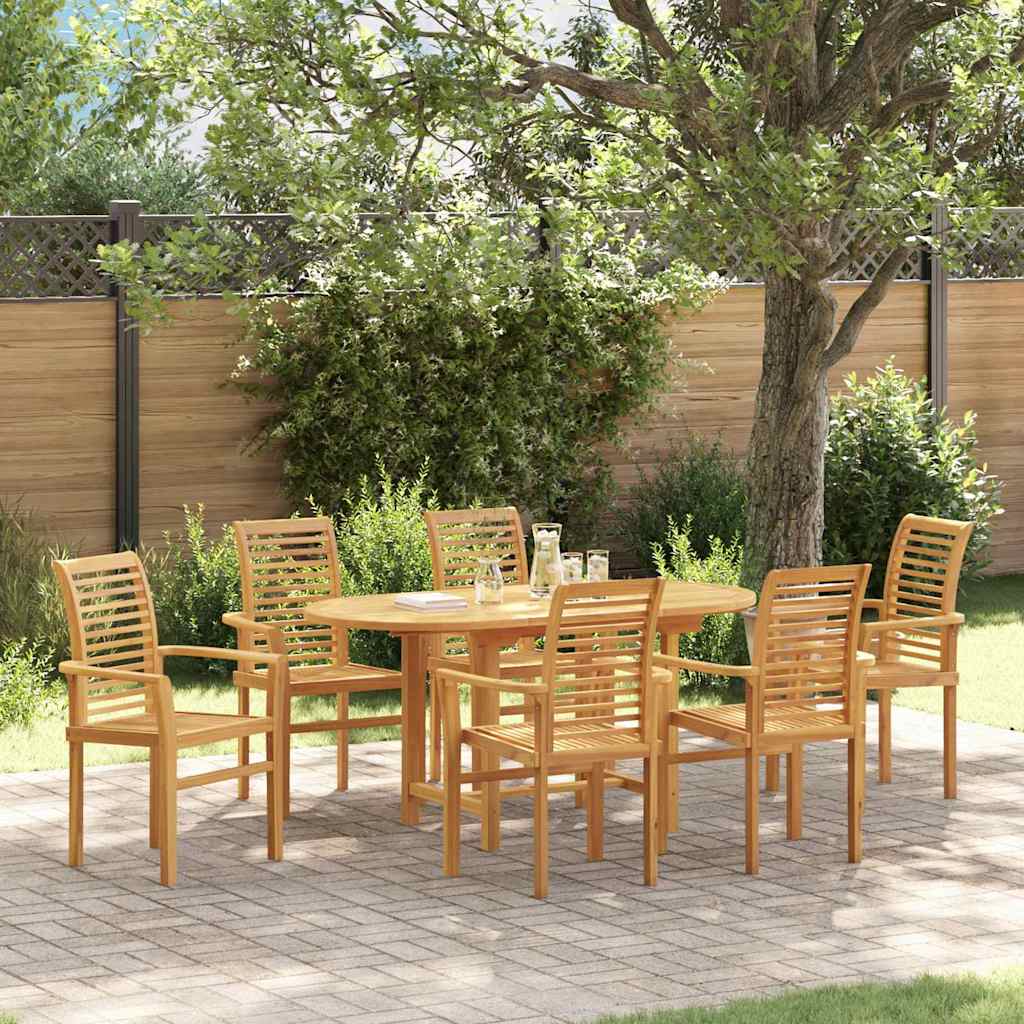 vidaXL Σέτ φαγητού για κήπο 7 pcs Καφέ Μασίφ ξύλο teak
