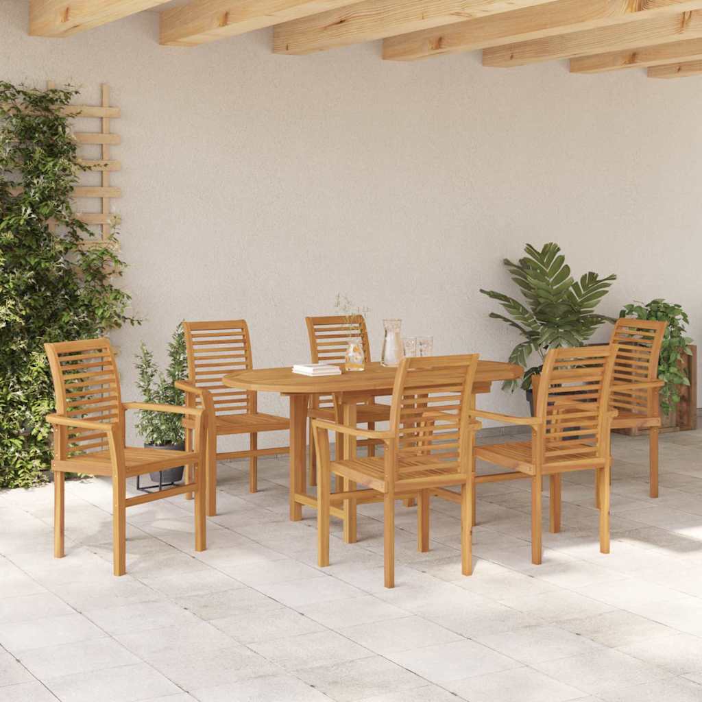 vidaXL Σέτ φαγητού για κήπο 7 pcs Καφέ Μασίφ ξύλο teak