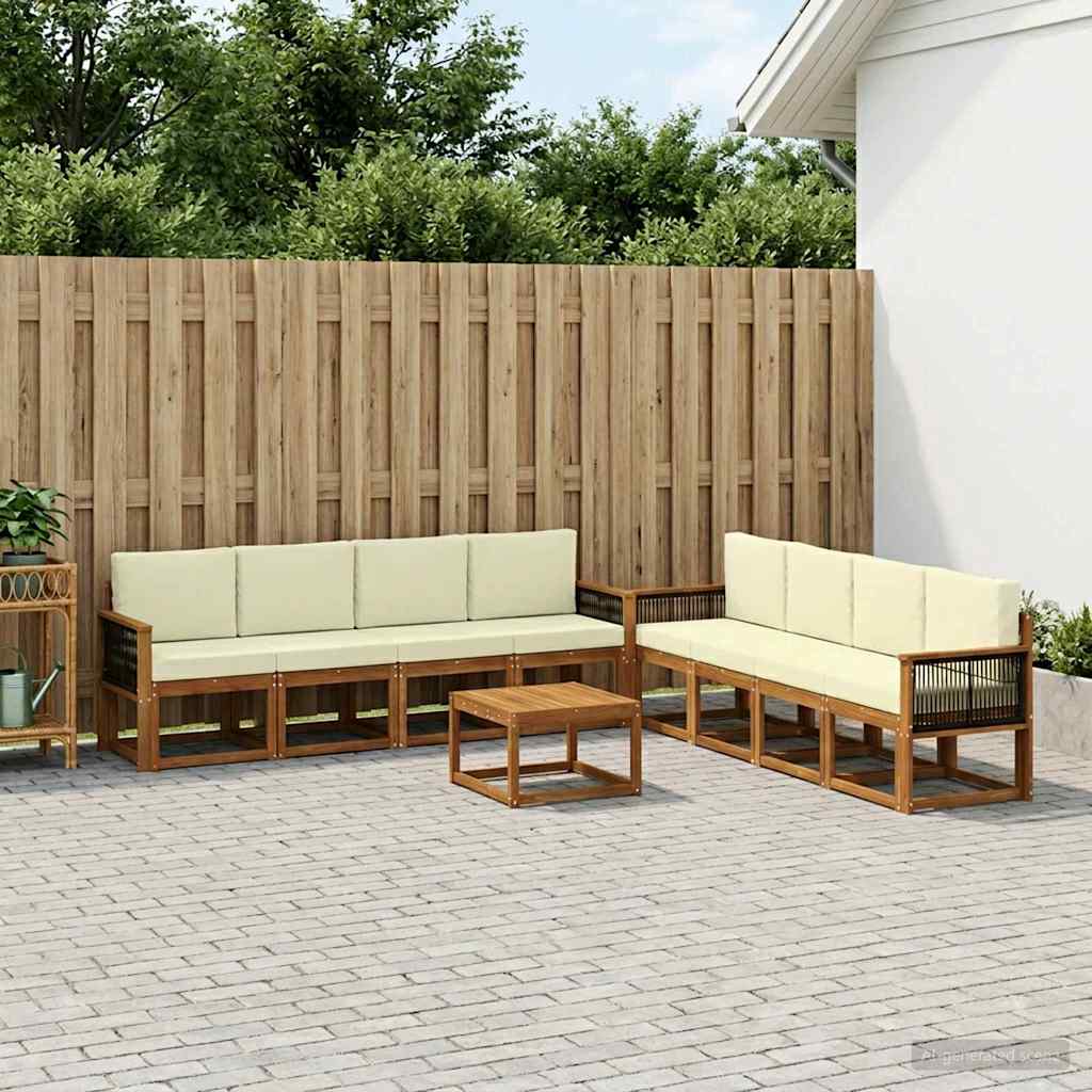 vidaXL Σειρά Καναπέ Εξωτερικού με μαξιλάρι 7 pcs Φυσικό και Κρέμα