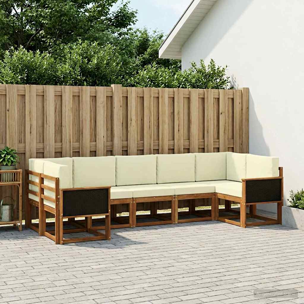 vidaXL Σειρά Καναπέ Εξωτερικού με μαξιλάρι 7 pcs Φυσικό και Κρέμα