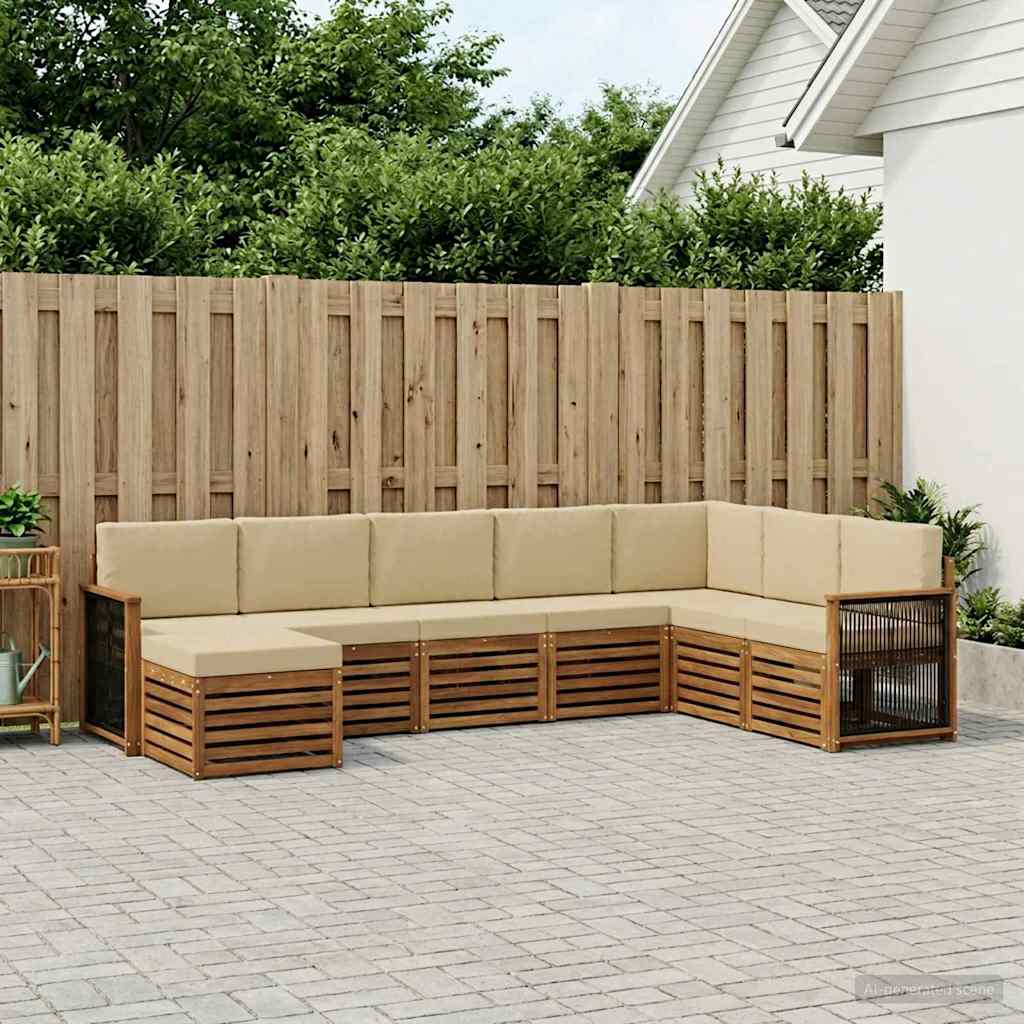vidaXL Σειρά Καναπέ Εξωτερικού με μαξιλάρι 6 pcs Φυσικό