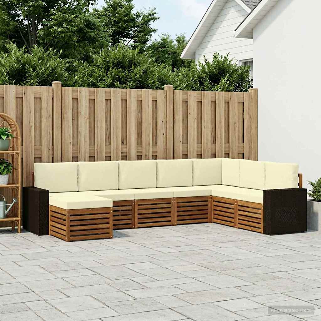 vidaXL Σειρά Καναπέ Εξωτερικού με μαξιλάρι 8 pcs Φυσικό και Κρέμα
