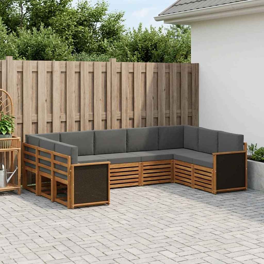 vidaXL Σαλονάκι Γωνιακού Καναπέ με μαξιλάρι 7 pcs Φυσικό και Ανθρακί