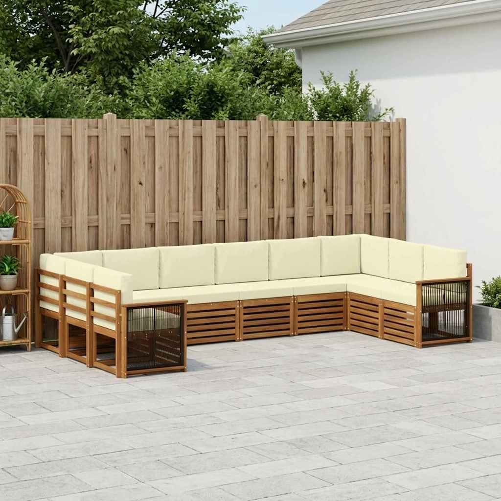 vidaXL Σαλονάκι Γωνιακού Καναπέ με μαξιλάρι 7 pcs Φυσικό και Κρέμα