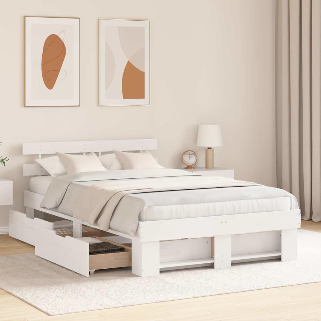 vidaXL Σκελετός Κρεβατιού Λευκό 120 x 190 cm Στερεά ξυλεία πεύκου