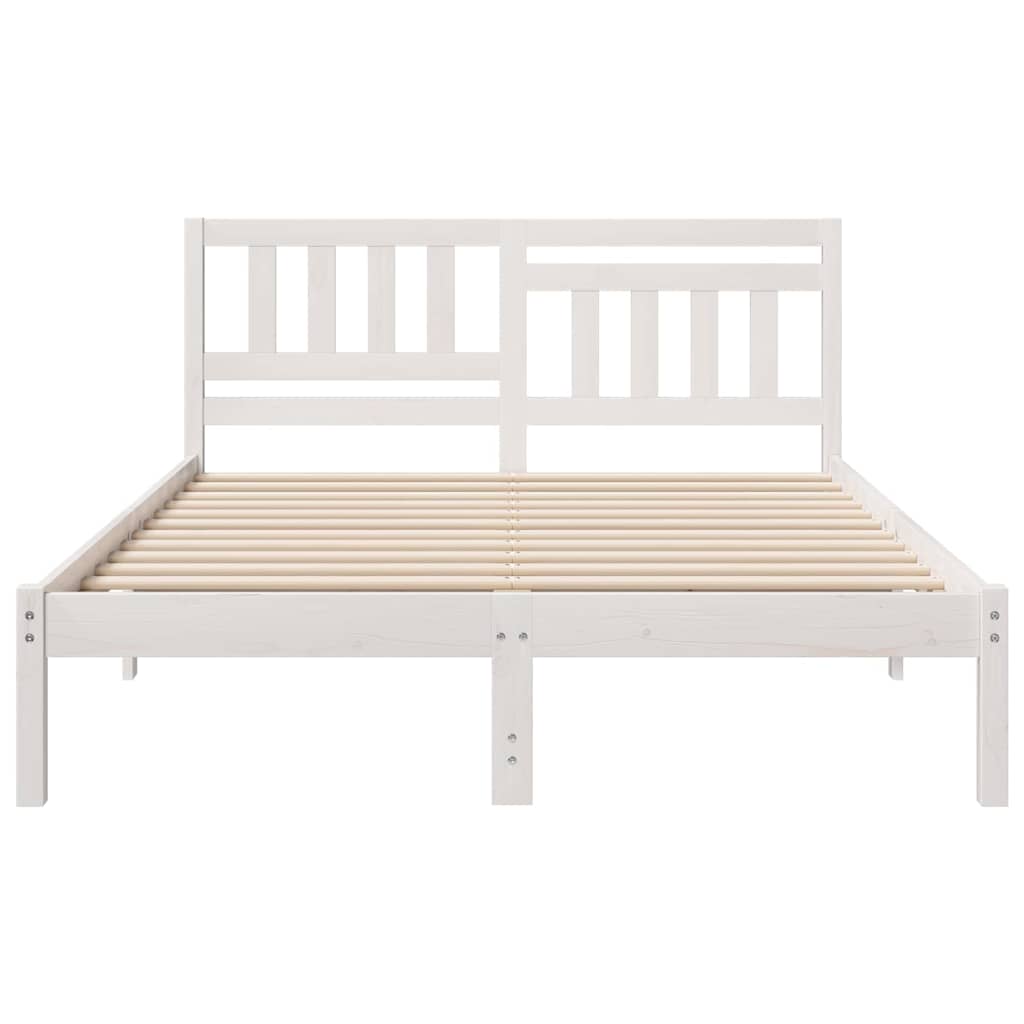 vidaXL Σκελετός Κρεβατιού Λευκό 135 x 190 cm Στερεά ξυλεία πεύκου