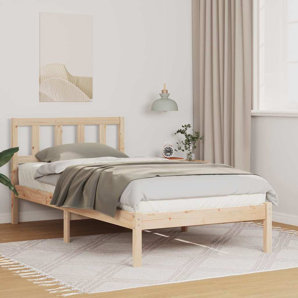 vidaXL Σκελετός Κρεβατιού Καφέ 75 x 190 cm Στερεά ξυλεία πεύκου