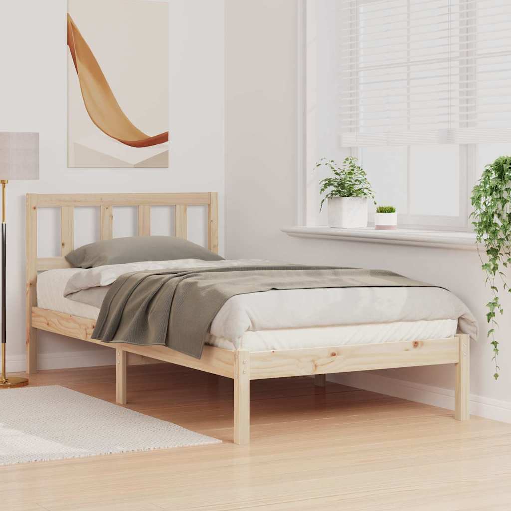 vidaXL Σκελετός Κρεβατιού Καφέ 75 x 190 cm Στερεά ξυλεία πεύκου