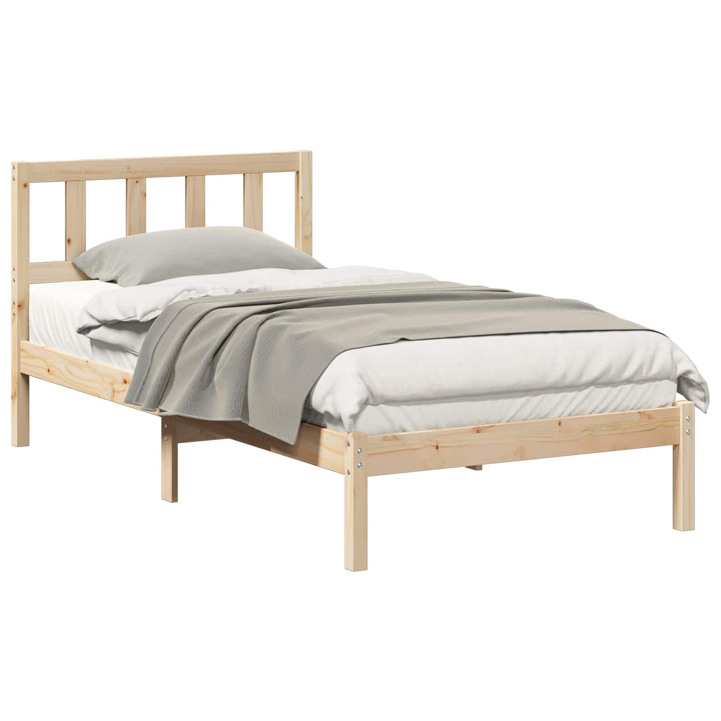 vidaXL Σκελετός Κρεβατιού Καφέ 75 x 190 cm Στερεά ξυλεία πεύκου