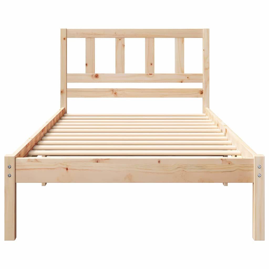 vidaXL Σκελετός Κρεβατιού Καφέ 75 x 190 cm Στερεά ξυλεία πεύκου