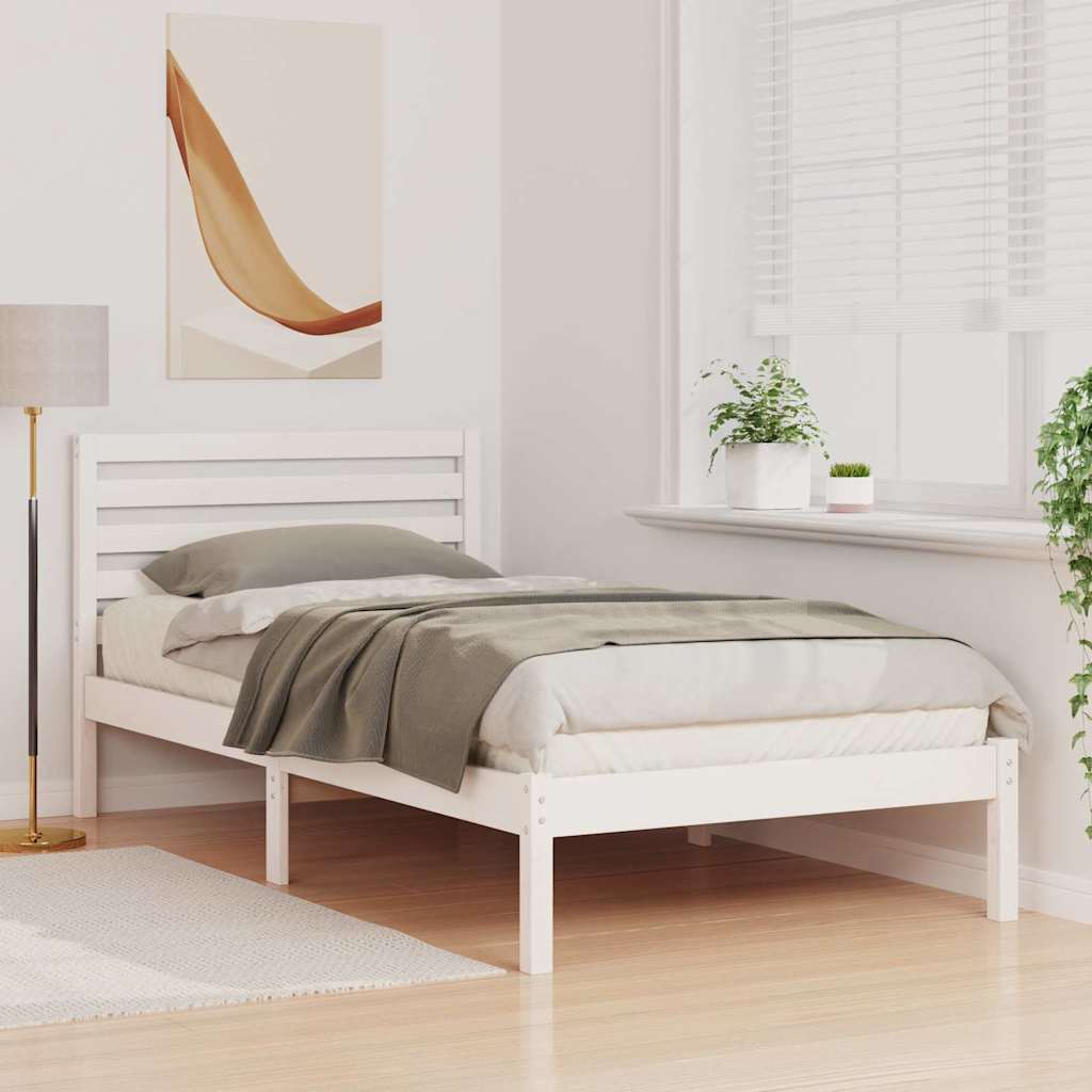 vidaXL Σκελετός Κρεβατιού Λευκό 90 x 200 cm Στερεά ξυλεία πεύκου