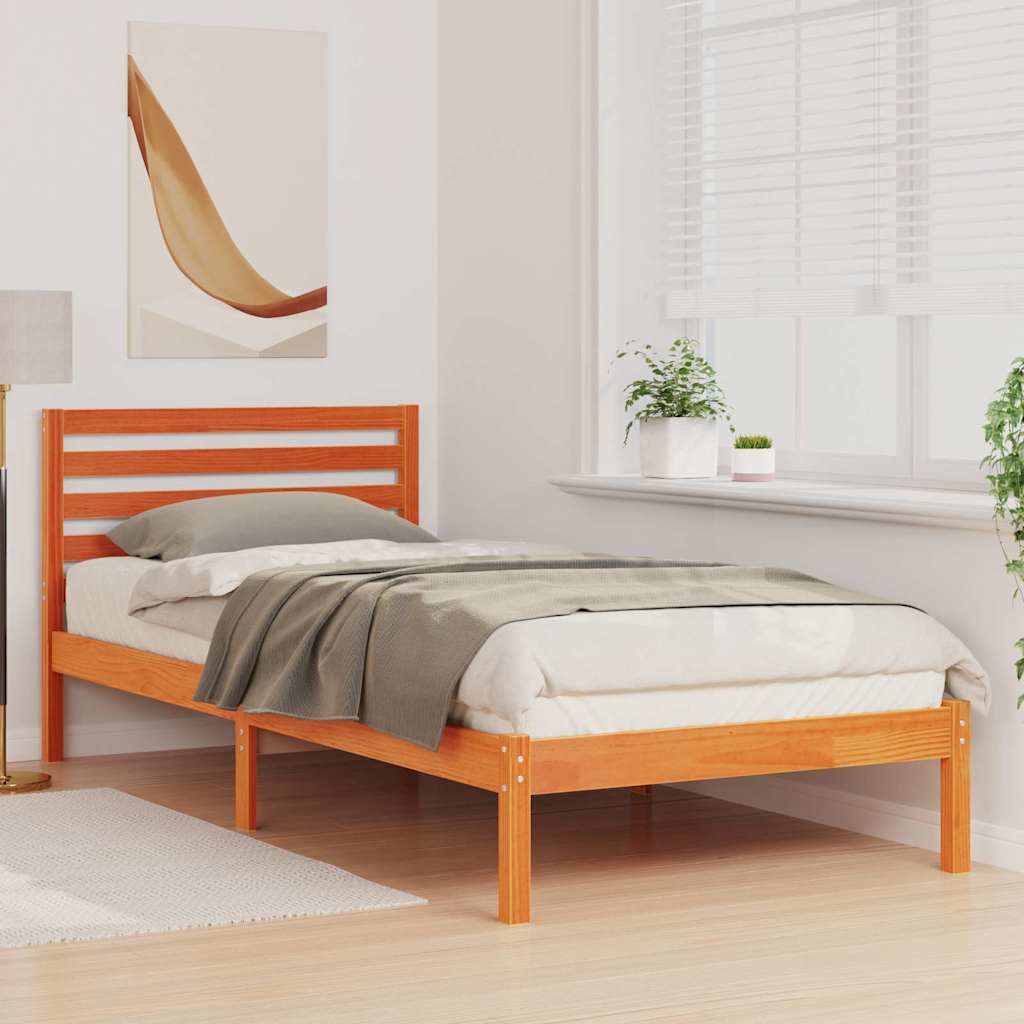 vidaXL Σκελετός Κρεβατιού Κερωτό καφέ 80 x 210 cm Στερεά ξυλεία πεύκου