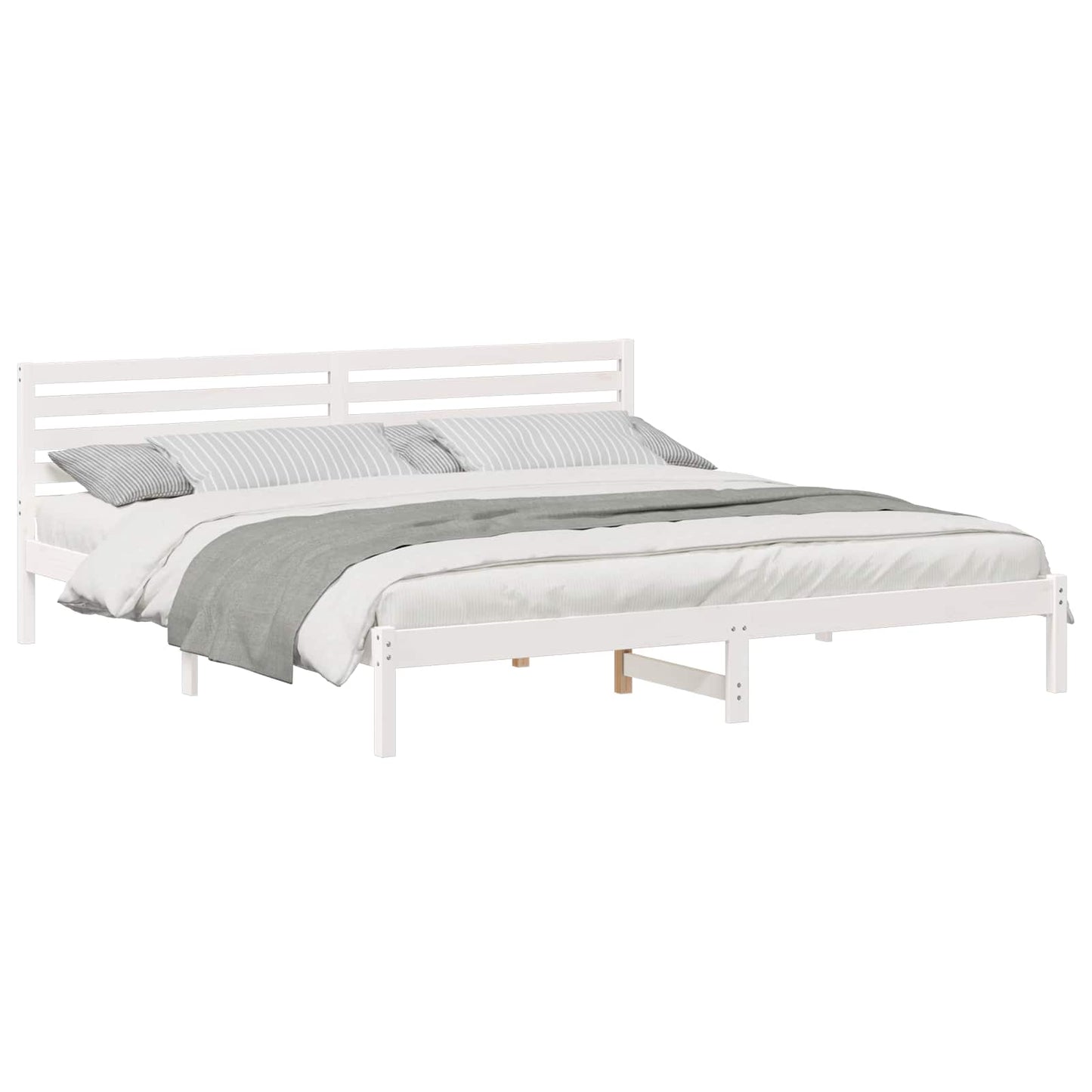 vidaXL Σκελετός Κρεβατιού Λευκό 200 x 210 cm Στερεά ξυλεία πεύκου