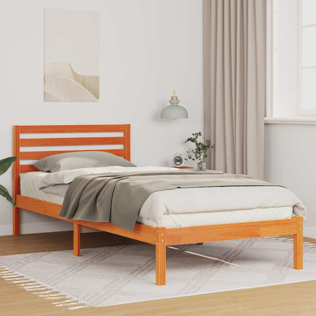vidaXL Σκελετός Κρεβατιού Κερωτό καφέ 80 x 220 cm Στερεά ξυλεία πεύκου