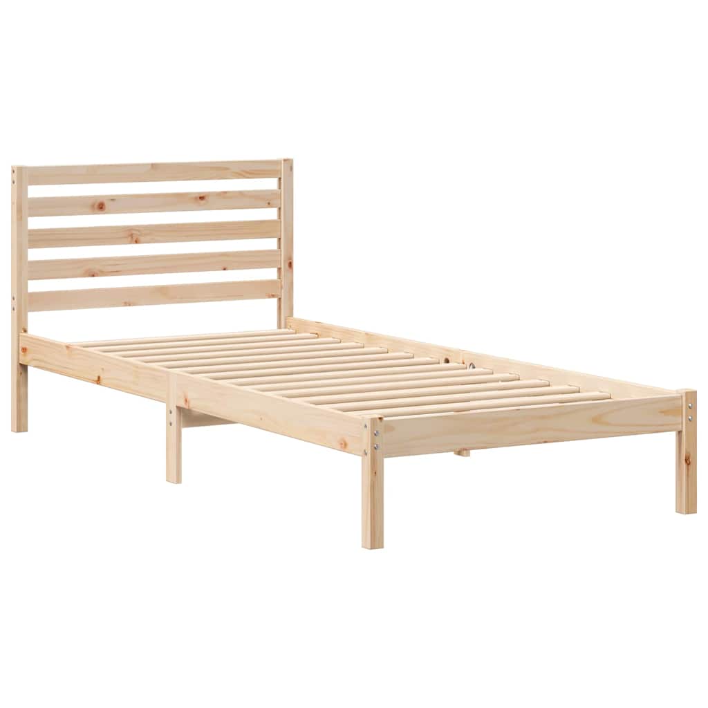 vidaXL Σκελετός Κρεβατιού Καφέ 90 x 220 cm Στερεά ξυλεία πεύκου