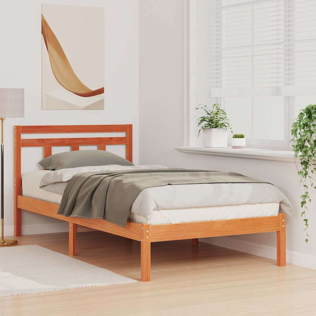 vidaXL Σκελετός Κρεβατιού Καφέ 90 x 190 cm Στερεά ξυλεία πεύκου