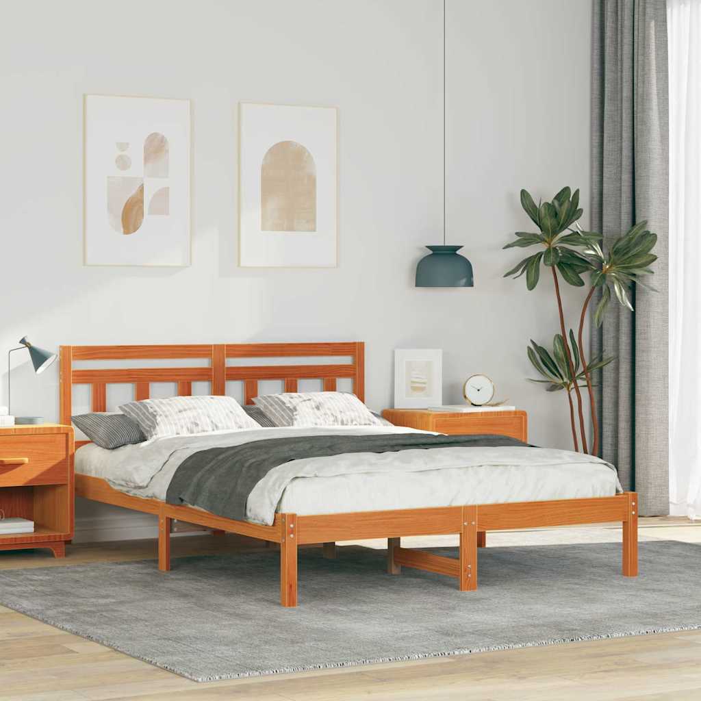 vidaXL Σκελετός Κρεβατιού Καφέ 120 x 190 cm Στερεά ξυλεία πεύκου