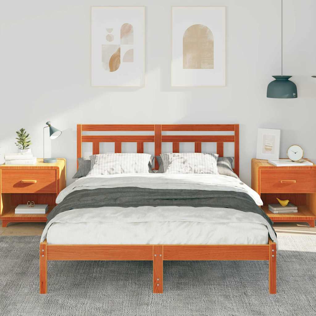 vidaXL Σκελετός Κρεβατιού Καφέ 140 x 190 cm Στερεά ξυλεία πεύκου