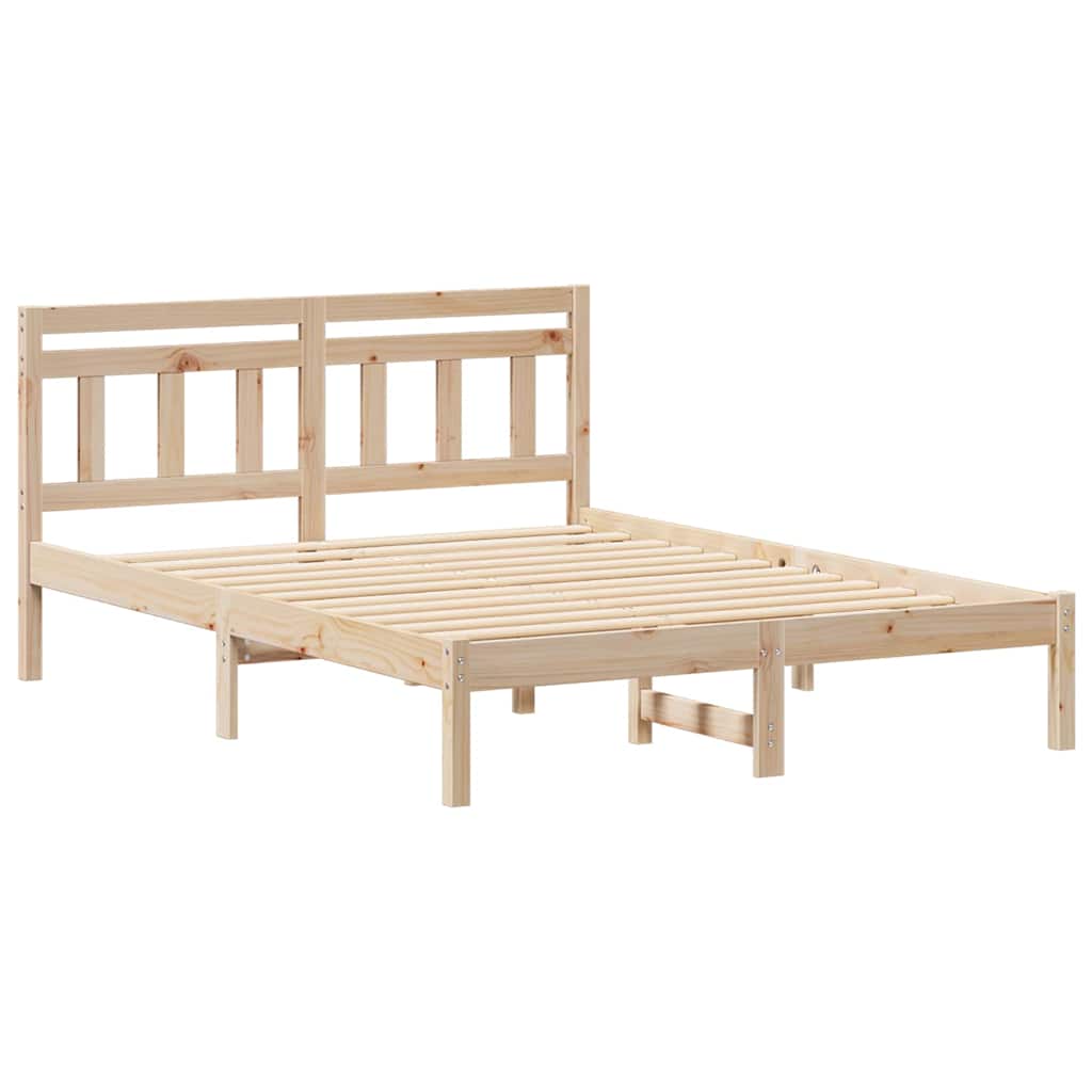 vidaXL Σκελετός Κρεβατιού Καφέ 135 x 190 cm Στερεά ξυλεία πεύκου