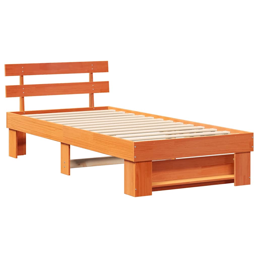 vidaXL Σκελετός Κρεβατιού Κερωτό καφέ 75 x 190 cm Στερεά ξυλεία πεύκου