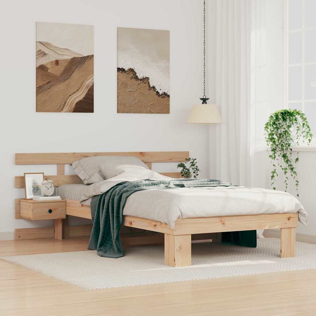 vidaXL Σκελετός Κρεβατιού Καφέ 100 x 200 cm Στερεά ξυλεία πεύκου