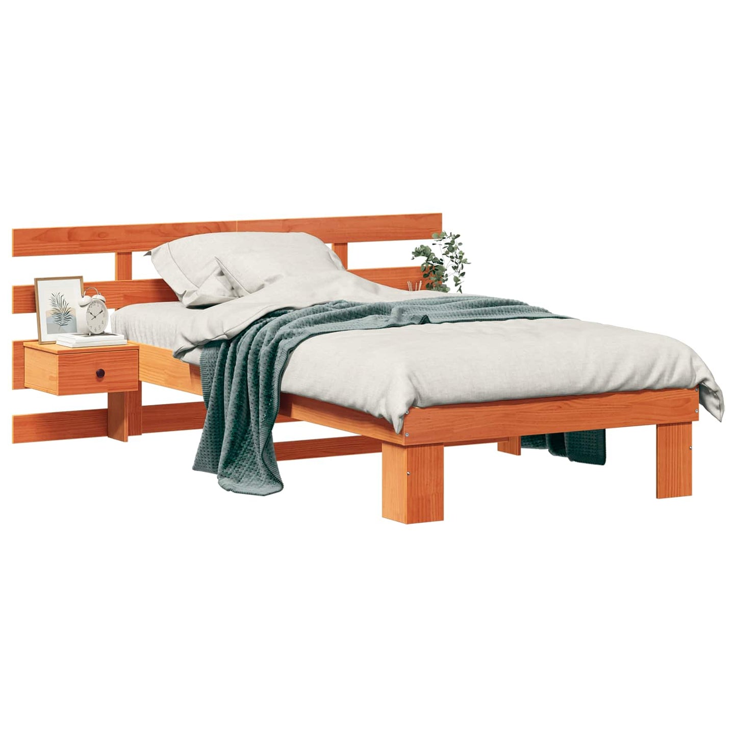 vidaXL Σκελετός Κρεβατιού Κερωτό καφέ 90 x 190 cm Στερεά ξυλεία πεύκου