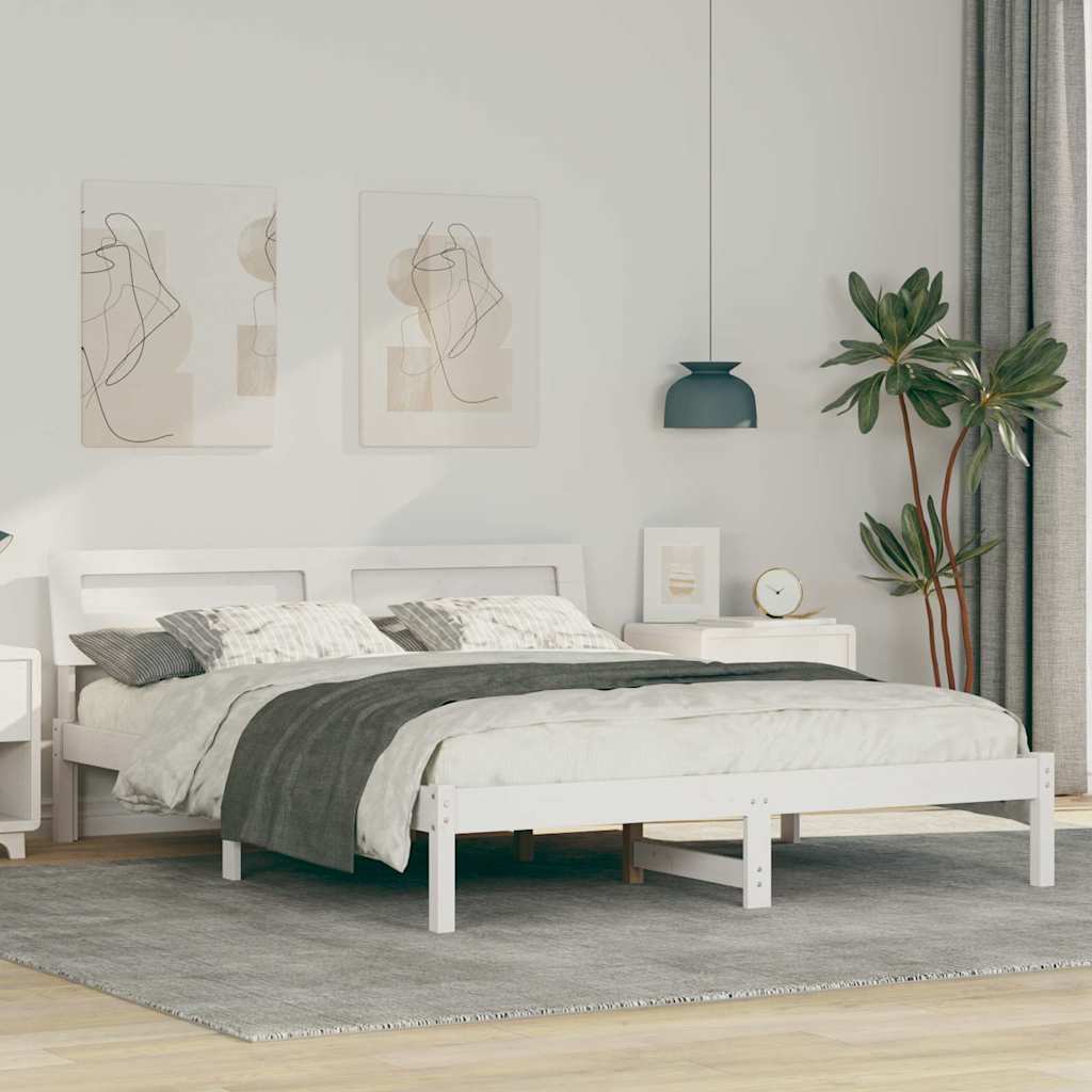 vidaXL Σκελετός Κρεβατιού Λευκό 150 x 200 cm Στερεά ξυλεία πεύκου