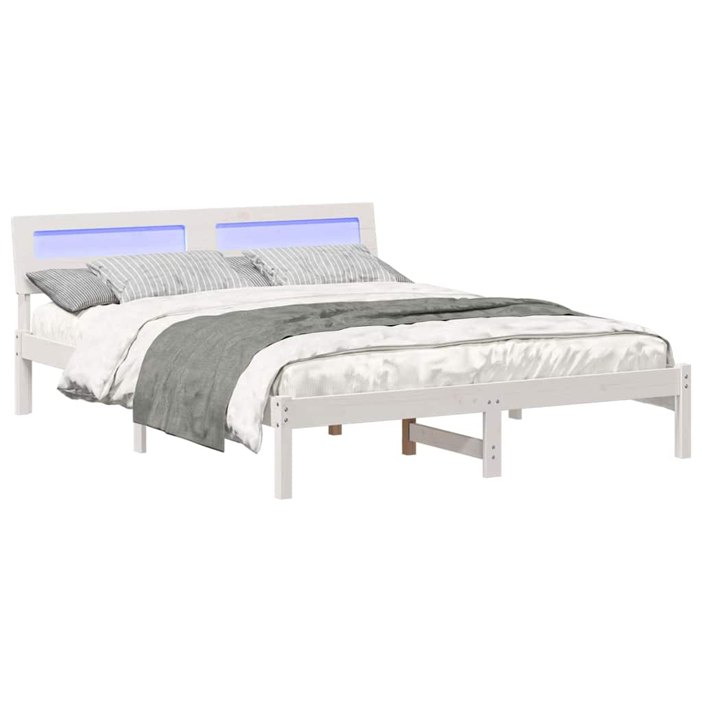 vidaXL Σκελετός Κρεβατιού Λευκό 150 x 200 cm Στερεά ξυλεία πεύκου