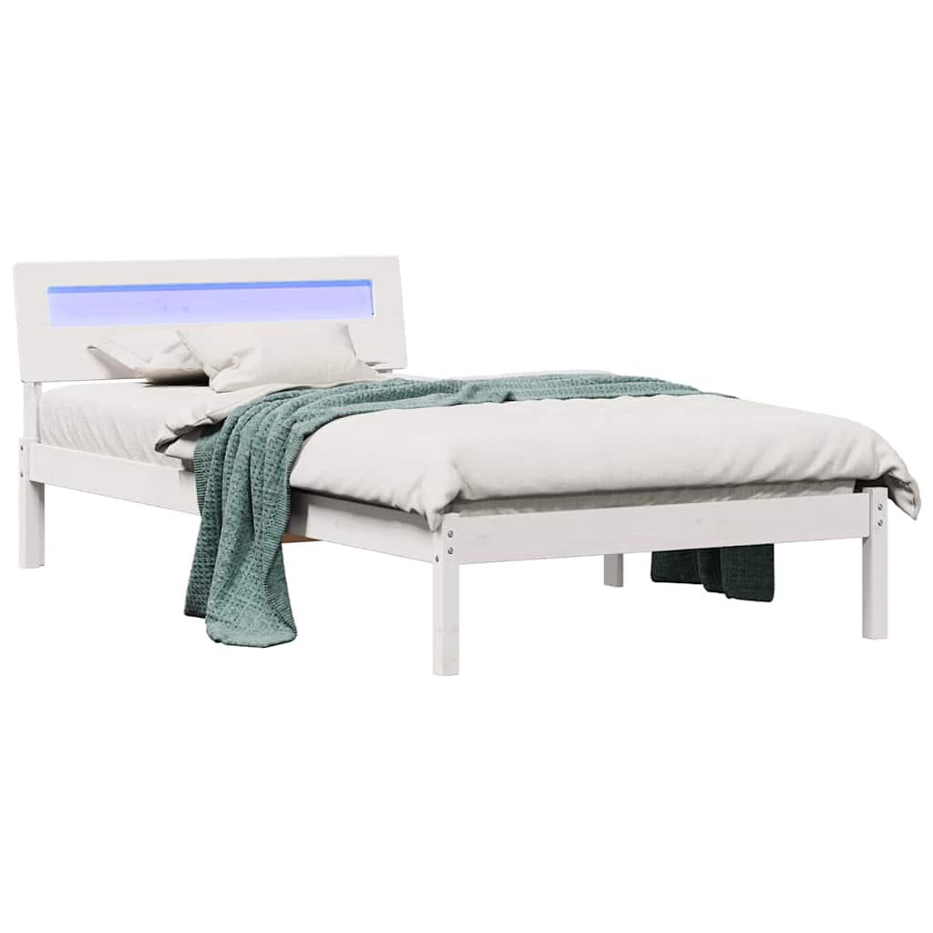 vidaXL Σκελετός Κρεβατιού Λευκό 90 x 200 cm Στερεά ξυλεία πεύκου